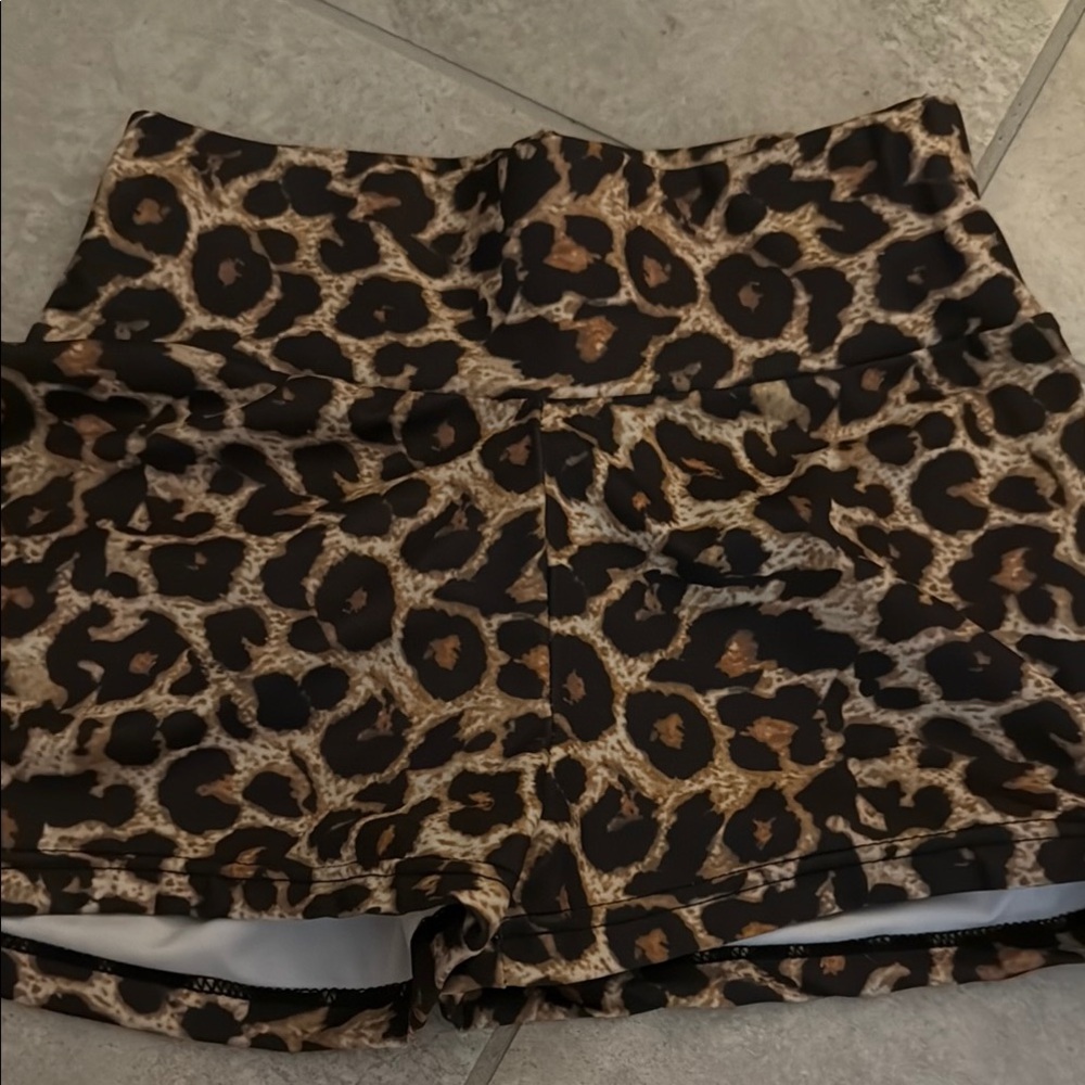 Leopard Print High-Waisted Shorts